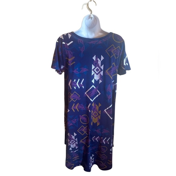 Lularoe Swing Dress Size Medium Navy Scoop Neckline Short Sleeve Relaxed Fit - Picture 6 of 11